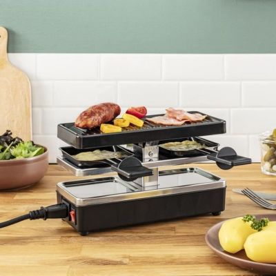 Tefal Appareil à raclette et grill, 2 personnes, Modulable, Prise intégrée pour brancher d'autres