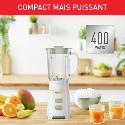 Tefal Mini blender, Puissance 400 W, Bol verre 0.7 L, lames Powelix amovibles, Compact
