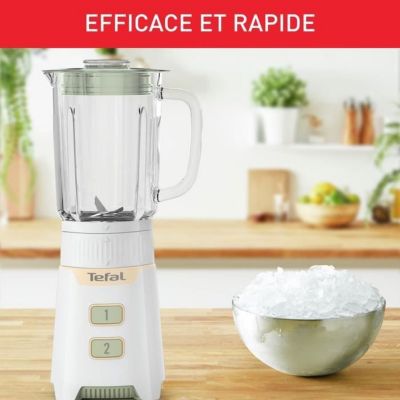 Tefal Mini blender, Puissance 400 W, Bol verre 0.7 L, lames Powelix amovibles, Compact