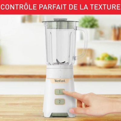Tefal Mini blender, Puissance 400 W, Bol verre 0.7 L, lames Powelix amovibles, Compact