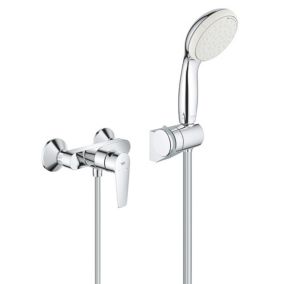 Tempesta 100 Set Mitigeur monocommande douche + Support de douche mural 2 jets , chrome (23913001-Tempesta3)