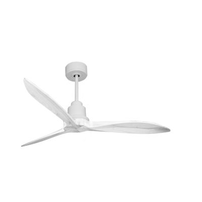 Tenerife - Super destratificateur et ventilateur DC 132 cm  Blanc pales bois blanc  sans Lumière 25 à 35 m²