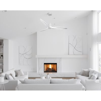 Tenerife - Super destratificateur et ventilateur DC 132 cm  Blanc pales bois blanc  sans Lumière 25 à 35 m²