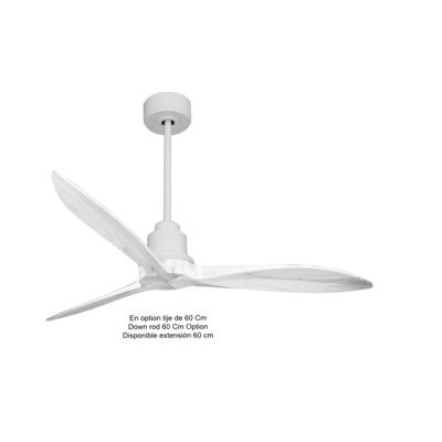 Tenerife - Super destratificateur et ventilateur DC 132 cm  Blanc pales bois blanc  sans Lumière 25 à 35 m²