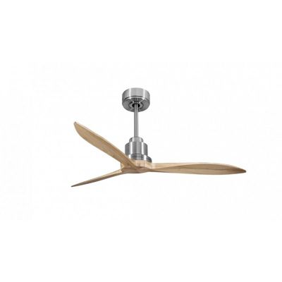 Tenerife - Super destratificateur et ventilateur DC 132 cm  Chrome pales bois clair sans Lumière 25 à 35 m²