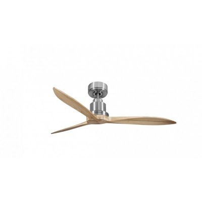 Tenerife - Super destratificateur et ventilateur DC 132 cm  Chrome pales bois clair sans Lumière 25 à 35 m²