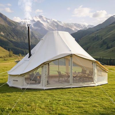 Tente cloche en toile VEVOR 19,7 x 13,12 pi, yourte de camping 4 saisons avec sortie pour poêle