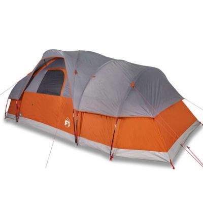 Tente à dôme 11 personnes gris et orange imperméable vidaXL
