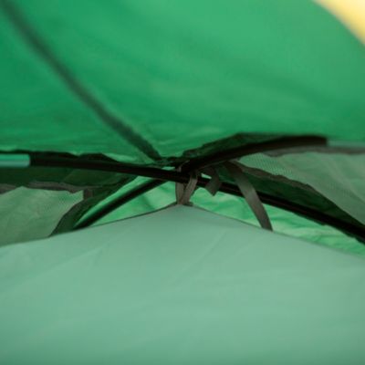 Tente de camping 2-3 personnes montage facile 2 portes fenêtres dim. 3,25L x 1,83l x 1,3H m fibre verre polyester PE vert