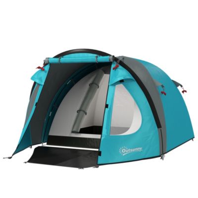 Tente de camping 2-4 personnes - tente dôme familiale imperméable - sac de transport inclus bleu