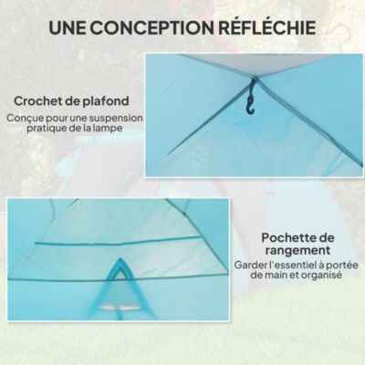 Tente de camping 2-4 personnes - tente dôme familiale imperméable - sac de transport inclus bleu