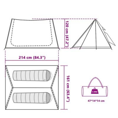 Tente de camping 2 personnes bleu imperméable vidaXL