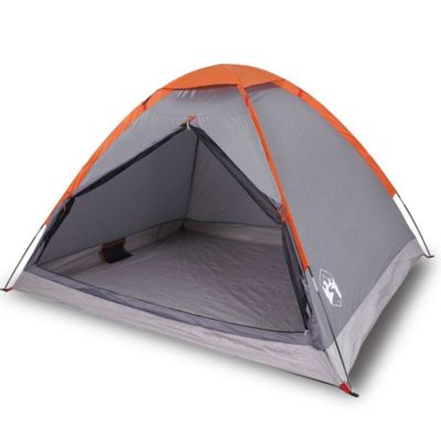 Tente de camping à dôme 2 personnes gris et orange imperméable vidaXL