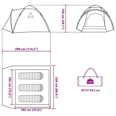 Tente de camping à dôme 3 personnes libération rapide vidaXL