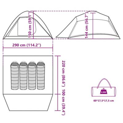 Tente de camping à dôme 4 personnes gris imperméable vidaXL