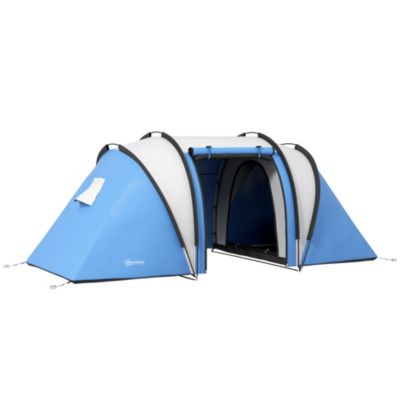 Tente de camping familiale 4-5 pers. 2 chambres 3 fenêtres sac bleu