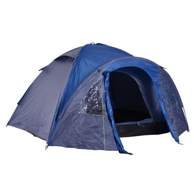 Tente de camping familiale 4-5 personnes montage facile double porte et fenêtres dim. 3L x 2,50l x 1,30H m bleu marine