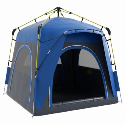 Tente de camping familiale 4 personnes montage instantanée pop-up 4 fenêtres pare-soleil dim. 2,4L x 2,4l x 1,95H m