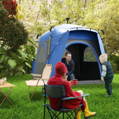 Tente de camping familiale 4 personnes montage instantanée pop-up 4 fenêtres pare-soleil dim. 2,4L x 2,4l x 1,95H m