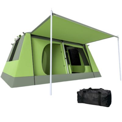 Tente de camping familiale avec porche 4 à 8 personnes sac de transport inclus vert