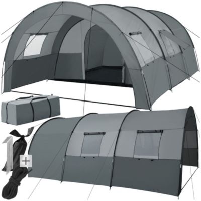 Tente de camping familiale spacieuse pour jusqu'à 6 personnes gris clair/gris foncé