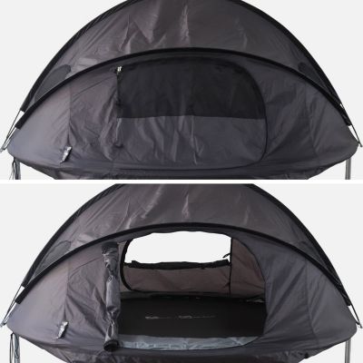 Housse D'Ombrage Trampoline 4,2m - Protection UV Toile Solaire Extérieure Beige/Vert