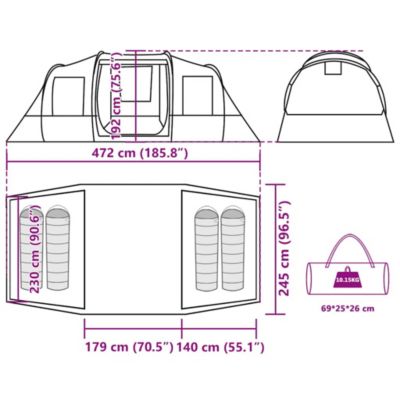 Tente de camping tunnel 4 personnes camouflage imperméable vidaXL