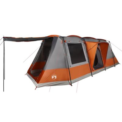 Tente de camping tunnel 4 personnes gris et orange imperméable vidaXL