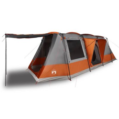 Tente de camping tunnel 4 personnes gris et orange imperméable vidaXL