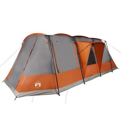 Tente de camping tunnel 4 personnes gris et orange imperméable vidaXL