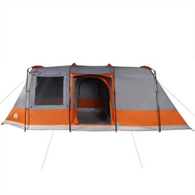 Tente de camping tunnel 4 personnes gris et orange imperméable vidaXL