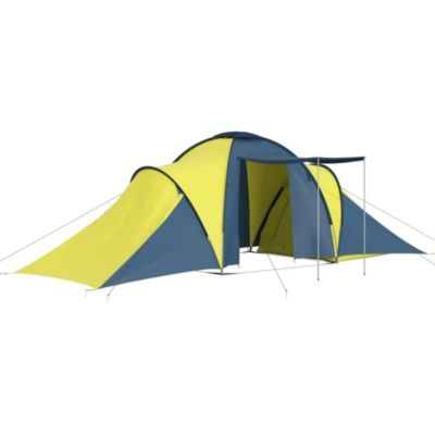 Tente de camping - vidaXL - Modèle 6 personnes - Bleu et jaune - 2 compartiments - Imperméable
