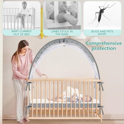 Tente de lit escamotable pour empêcher bébé de sortir du lit, fermeture éclair autobloquante, moustiquaire pour lit