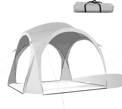 Tente de Plage Portable Protection UPF 50+ avec Sac de Transport, 16 Piquets, 8 Cordes à Vent, 320 x 320 x 260 cm, Blanc
