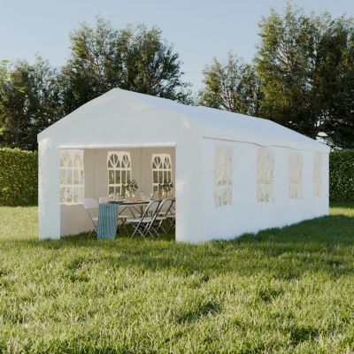 Tente de réception 4 x 8 m - Lutecia -  Blanc - tente de jardin idéale pour réception à utiliser comme pavillon. chapiteau ou