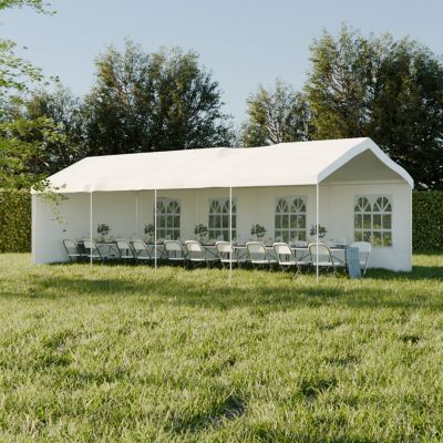 Tente de réception 4 x 8 m - Lutecia -  Blanc - tente de jardin idéale pour réception à utiliser comme pavillon. chapiteau ou