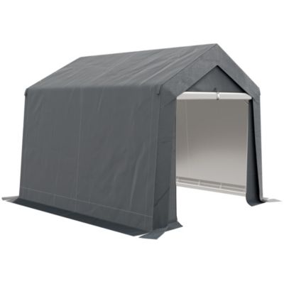 Tente de stockage 3 x 3 m imperméable anti-UV cadre acier galvanisé grande porte gris foncé