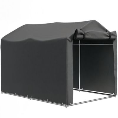 Tente de stockage - abri de jardin dim. 2 x 1,6 x 1,65 m - porte enroulable zippée - métal galvanisé PE gris