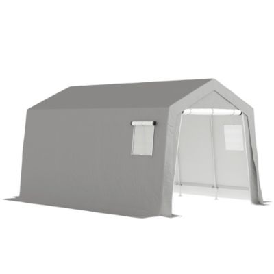 Tente de stockage - abri de jardin - tente de rangement dim. 3 x 4,5 x 2,5 m - métal galvanisé PE gris