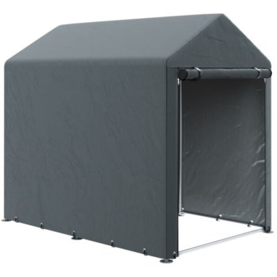Tente de stockage portable abri de vélo cadre en métal galvanisé et grande porte, 1,2 x 1,8 m gris foncé