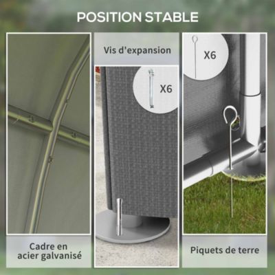 Tente de stockage portable abri de vélo cadre en métal galvanisé et grande porte, 1,2