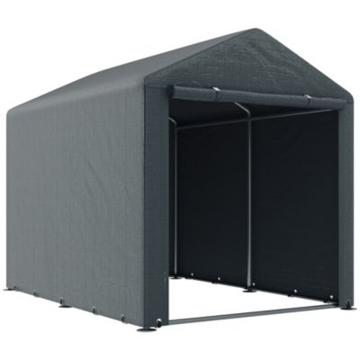 Tente de stockage portable cadre en acier galvanisé et grande porte, 1,6 x 2,2 m gris foncé
