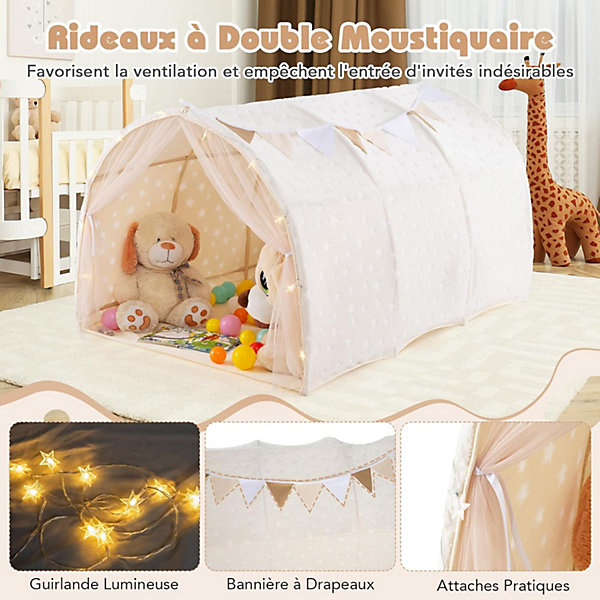 Goplus – Tente tipi enfant 157x98x148 cm – Tissu polyester lavable – 2 fenêtres et 2 portes – Guirlande lumineuse – Pour intérieur et extérieur Goplus – Tente tipi enfant 157x98x148 cm – Tissu polyester lavable – 2 fenêtres et 2 portes – Guirlande lumineuse – Pour intérieur et extérieur