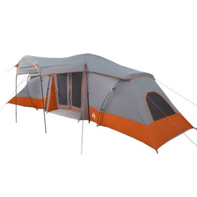 Tente familiale 6 personne Gris et orange vidaXL