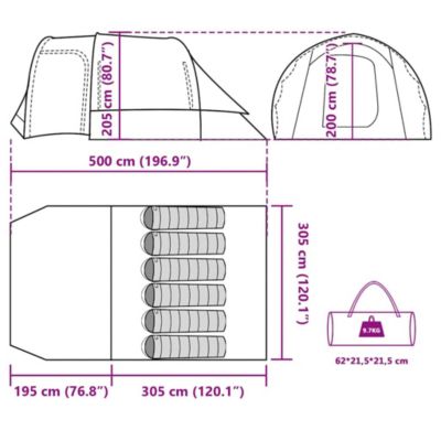 Tente familiale 6 personnes vert imperméable vidaXL