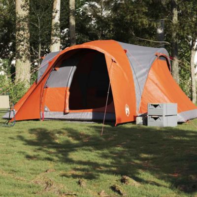 Tente familiale à dôme 6 personnes gris et orange imperméable vidaXL