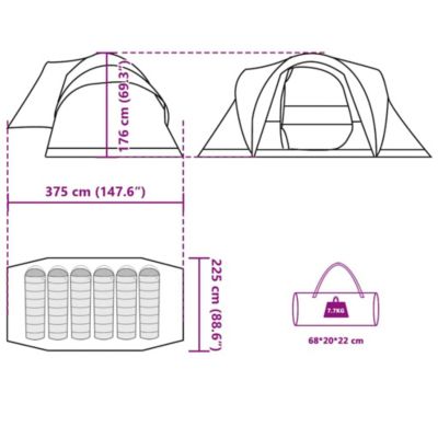 Tente familiale à dôme 6 personnes gris et orange imperméable vidaXL