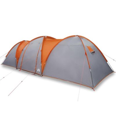 Tente familiale à dôme 8 personnes gris et orange imperméable vidaXL