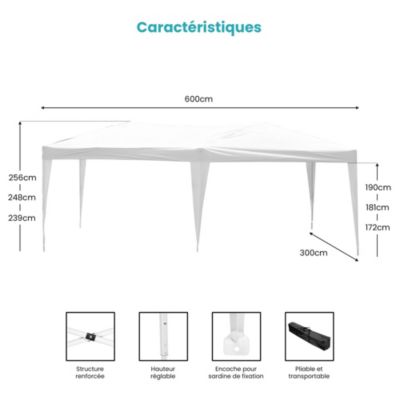Tente Pliable 3x6m 160 g/m2 Blanc