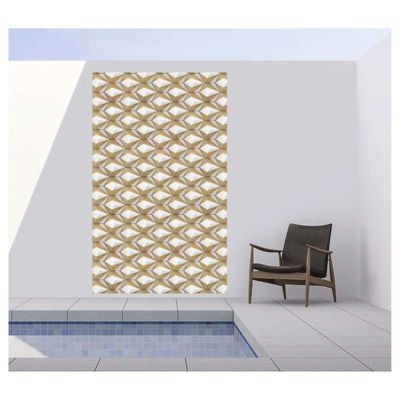 Tenture murale extérieure imprimée 3D PIERRE BLANCHE ET BOIS, H.2 x L.1.2 m, Made in France par Scenolia
